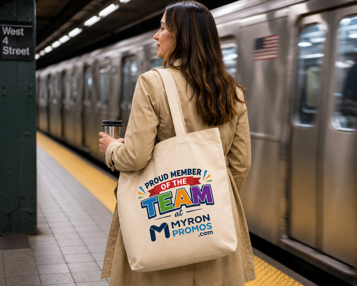 Proud Team Member Cotton Tote Bag with Your Full Color Logo