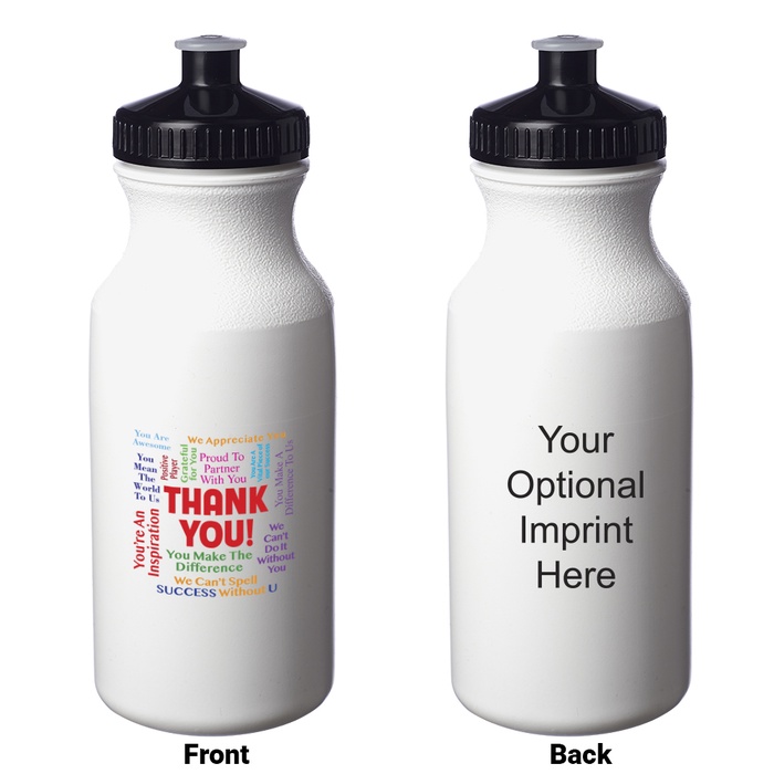 Thank You Word Cloud 20 oz. Water Bottles (with optional personalization)