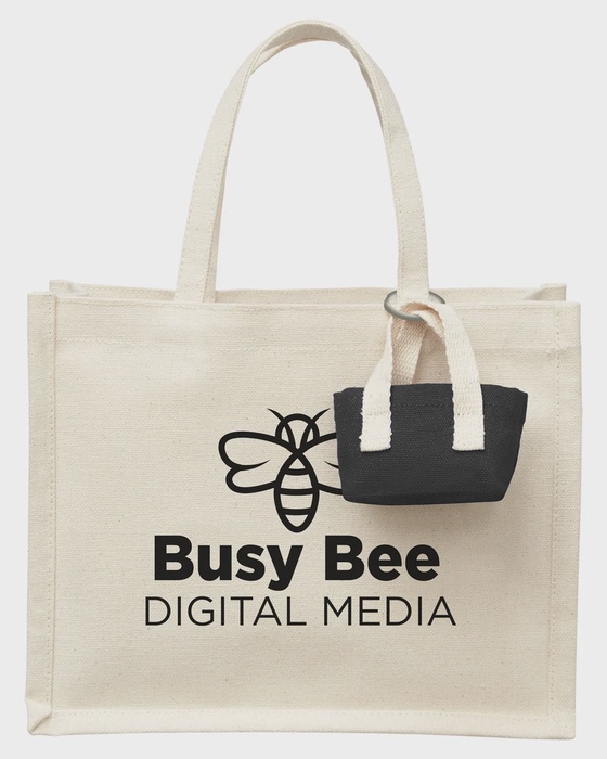 Mini Recycled Cotton Tote Bag with Charm