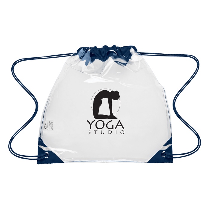 Touchdown Clear Drawstring Backpack with Imprint