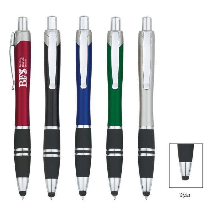 Custom Tri-Band Promo Pen With Stylus