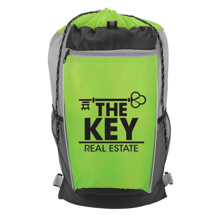 Tri-Color Logo Drawstring Backpacks