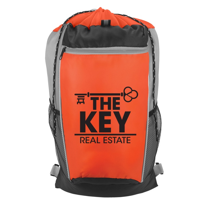 Tri-Color Logo Drawstring Backpacks