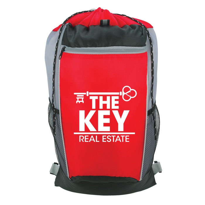 Tri-Color Logo Drawstring Backpacks