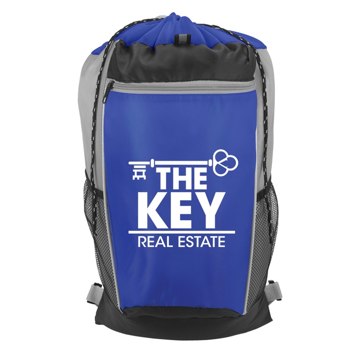 Tri-Color Logo Drawstring Backpacks