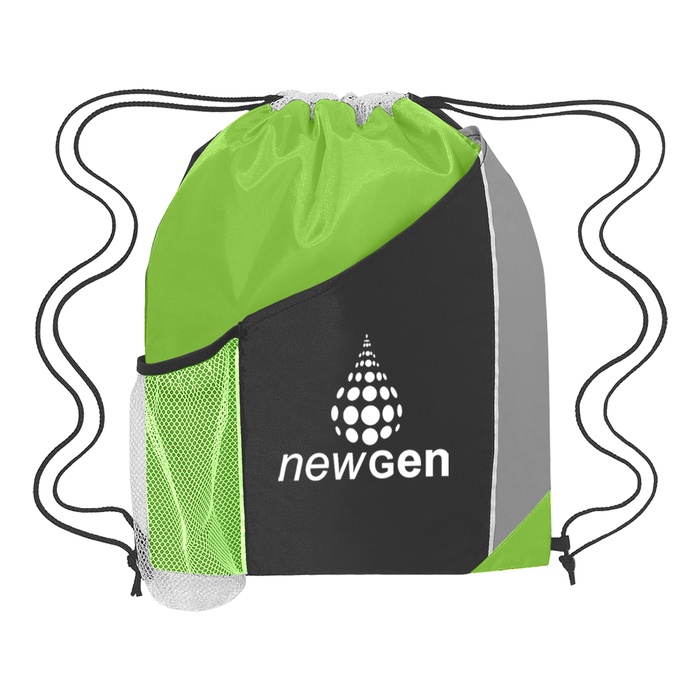 Personalized Tri-Color Drawstring Sports Backpacks