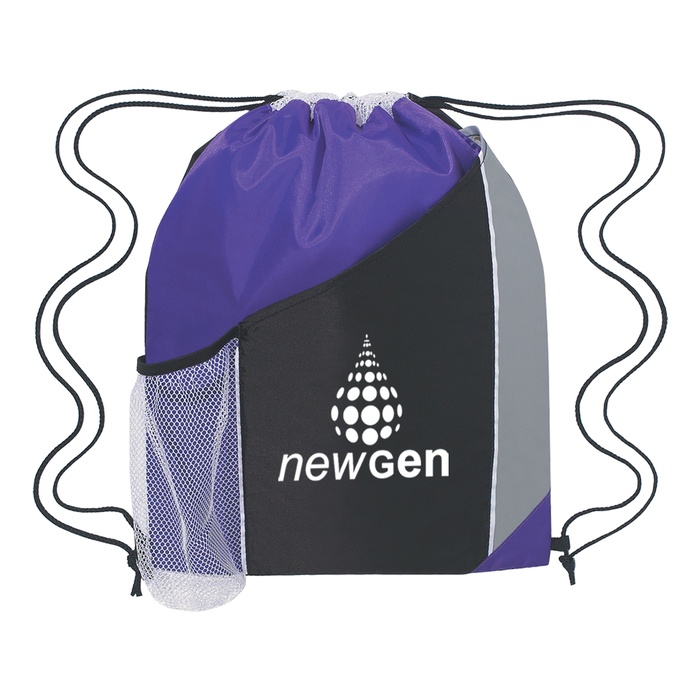 Personalized Tri-Color Drawstring Sports Backpacks