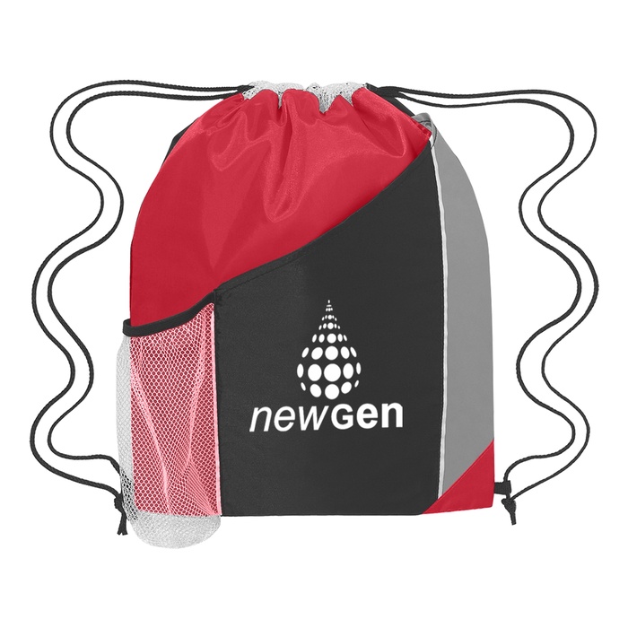 Personalized Tri-Color Drawstring Sports Backpacks