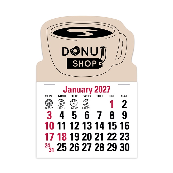 2-Color Stick Up Grid, English (14-Month) Coffee Cup Shape - 2027