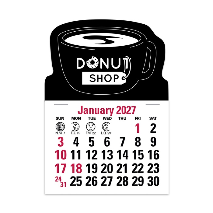 2-Color Stick Up Grid, English (14-Month) Coffee Cup Shape - 2027