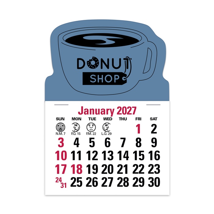 2-Color Stick Up Grid, English (14-Month) Coffee Cup Shape - 2027