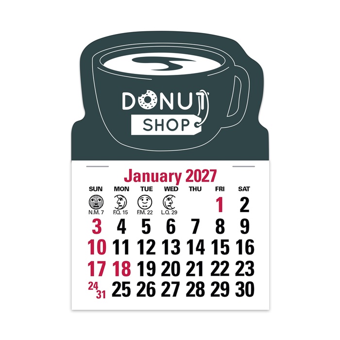 2-Color Stick Up Grid, English (14-Month) Coffee Cup Shape - 2027