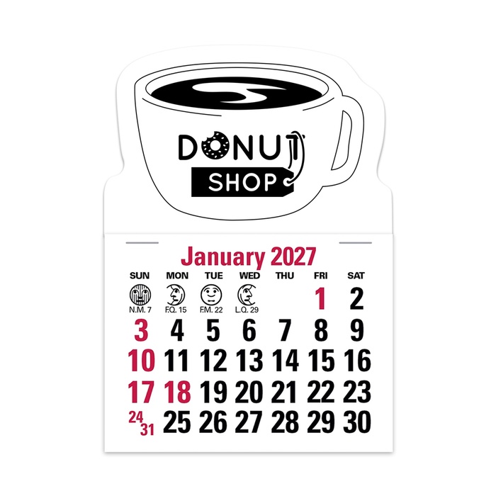 2-Color Stick Up Grid, English (14-Month) Coffee Cup Shape - 2027
