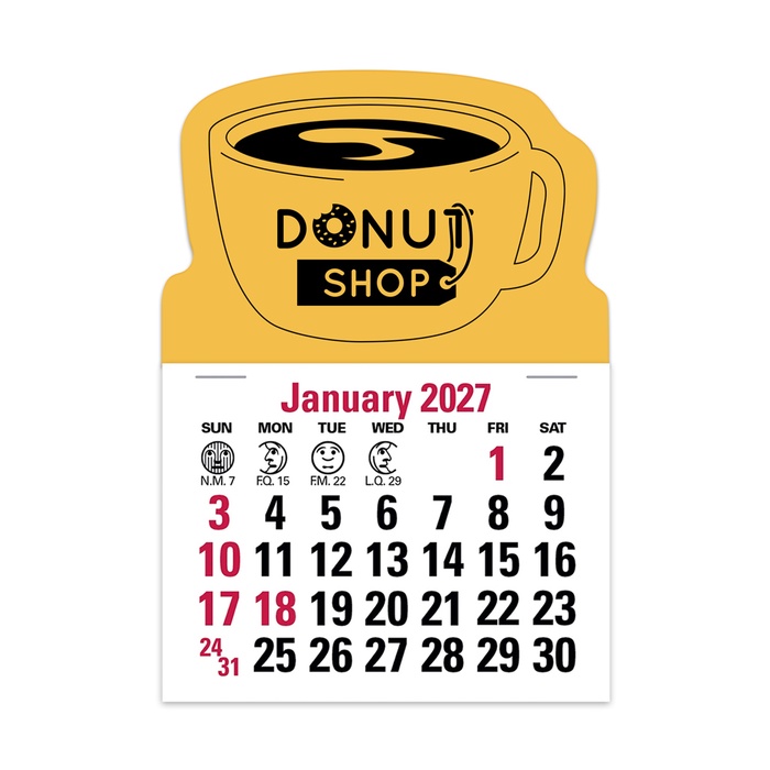 2-Color Stick Up Grid, English (14-Month) Coffee Cup Shape - 2027