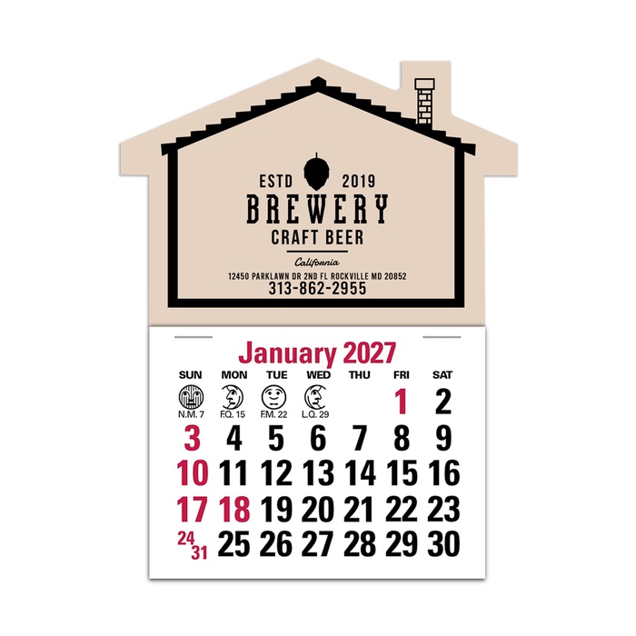 2-Color Stick Up Grid, English (14-Month) House Shape - 2027