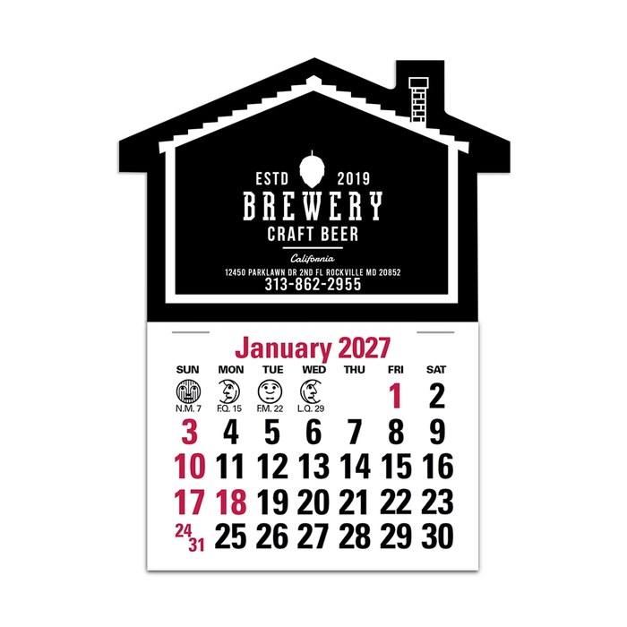 2-Color Stick Up Grid, English (14-Month) House Shape - 2027