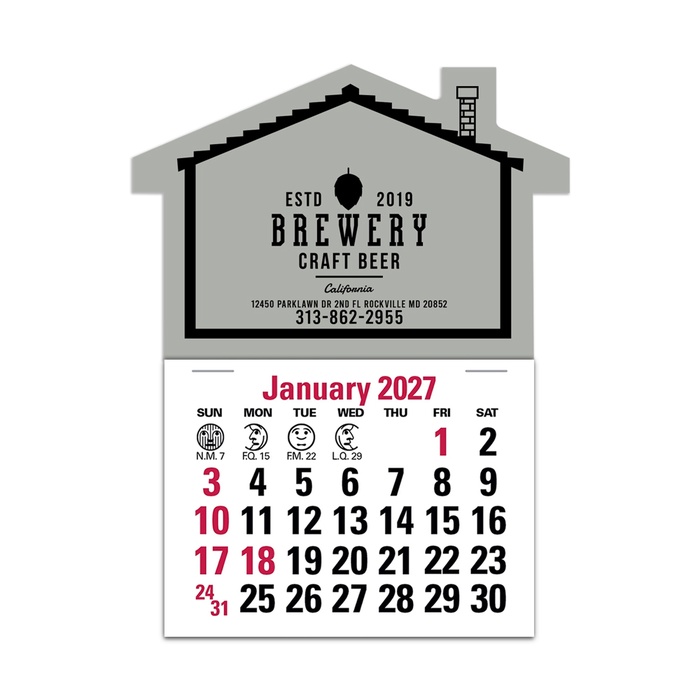 2-Color Stick Up Grid, English (14-Month) House Shape - 2027