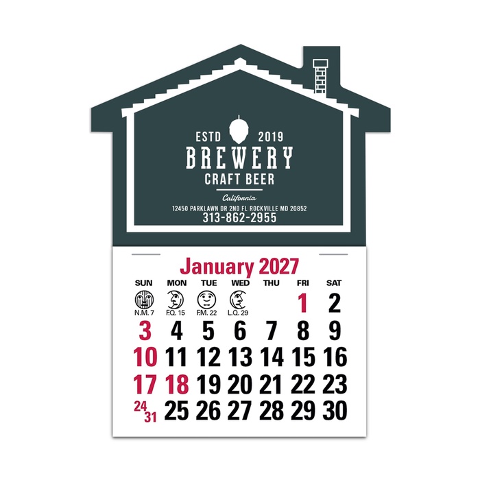 2-Color Stick Up Grid, English (14-Month) House Shape - 2027