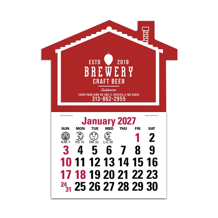 2-Color Stick Up Grid, English (14-Month) House Shape - 2027