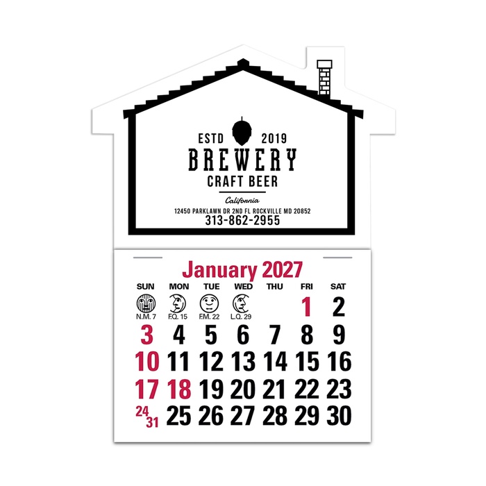 2-Color Stick Up Grid, English (14-Month) House Shape - 2027