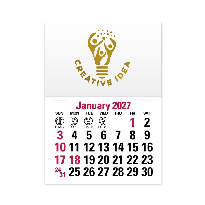 2-Color Stick Up Grid, English (14-Month) Rectangle Shape - 2027