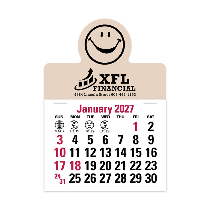 2-Color Stick Up Grid, English (14-Month) Smiley Face Shape - 2027