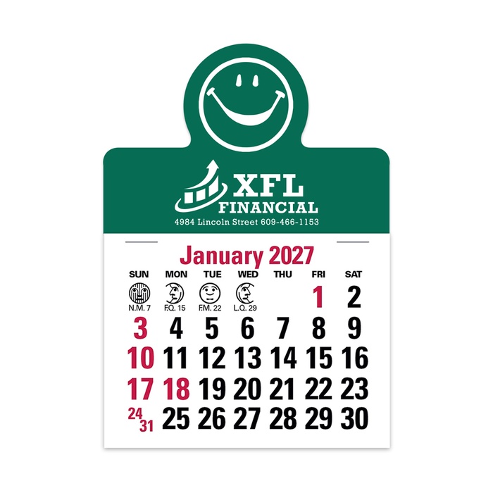 2-Color Stick Up Grid, English (14-Month) Smiley Face Shape - 2027