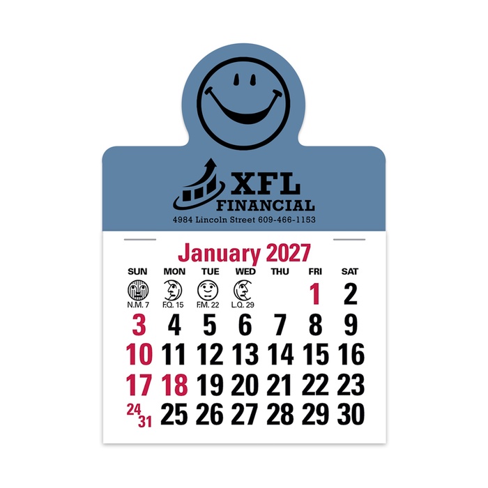 2-Color Stick Up Grid, English (14-Month) Smiley Face Shape - 2027