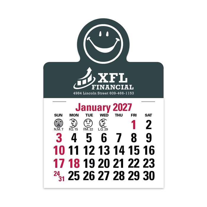 2-Color Stick Up Grid, English (14-Month) Smiley Face Shape - 2027