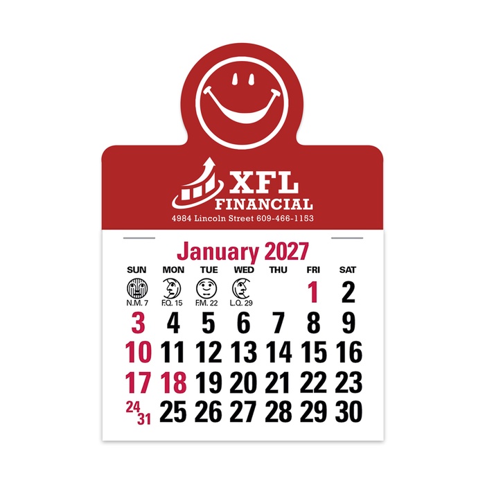 2-Color Stick Up Grid, English (14-Month) Smiley Face Shape - 2027