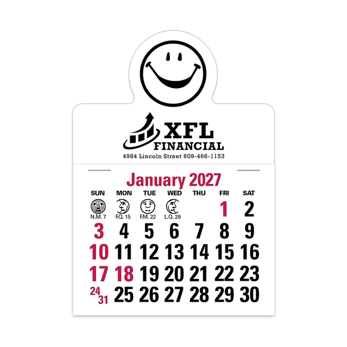 2-Color Stick Up Grid, English (14-Month) Smiley Face Shape - 2027