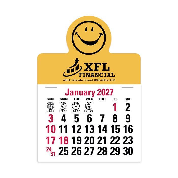 2-Color Stick Up Grid, English (14-Month) Smiley Face Shape - 2027