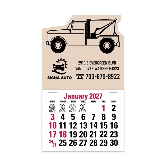 2-Color Stick Up Grid, English (14-Month) Wrecker Shape - 2027