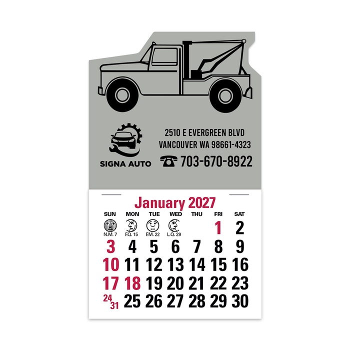 2-Color Stick Up Grid, English (14-Month) Wrecker Shape - 2027