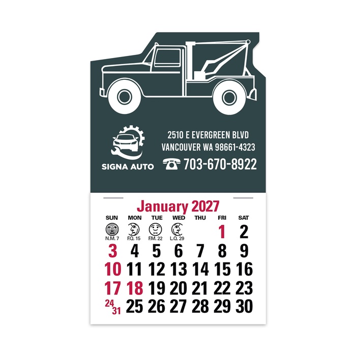 2-Color Stick Up Grid, English (14-Month) Wrecker Shape - 2027