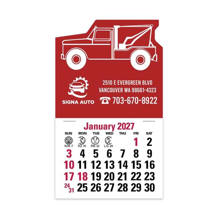 2-Color Stick Up Grid, English (14-Month) Wrecker Shape - 2027