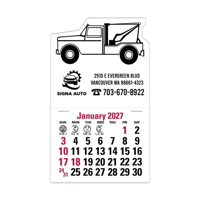 2-Color Stick Up Grid, English (14-Month) Wrecker Shape - 2027