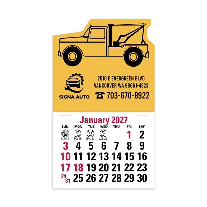 2-Color Stick Up Grid, English (14-Month) Wrecker Shape - 2027