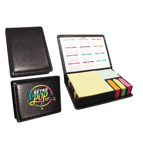 Leatherette Flip-Top Calendar Box with Sticky Sheets