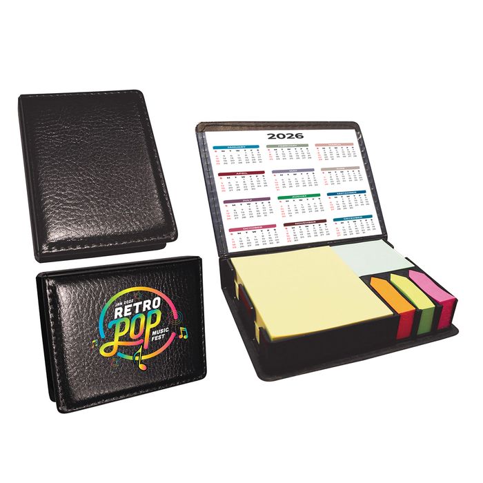Leatherette Flip-Top Calendar Box with Sticky Sheets