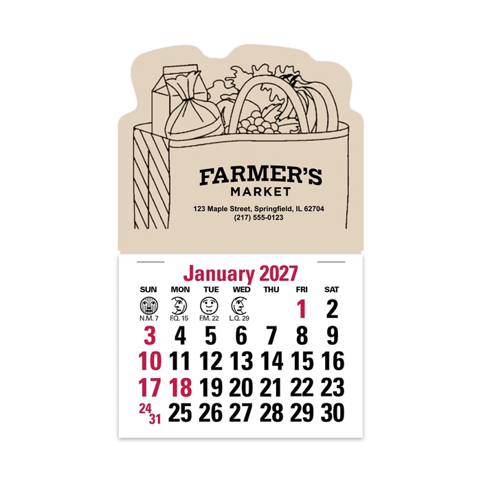 2-Color Stick Up Grid, English (14-Month) Grocery Bag - 2027