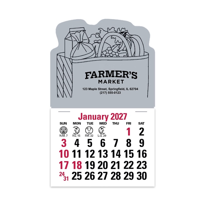 2-Color Stick Up Grid, English (14-Month) Grocery Bag - 2027