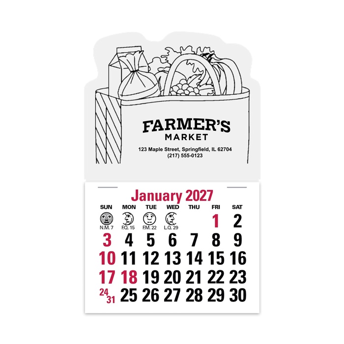 2-Color Stick Up Grid, English (14-Month) Grocery Bag - 2027