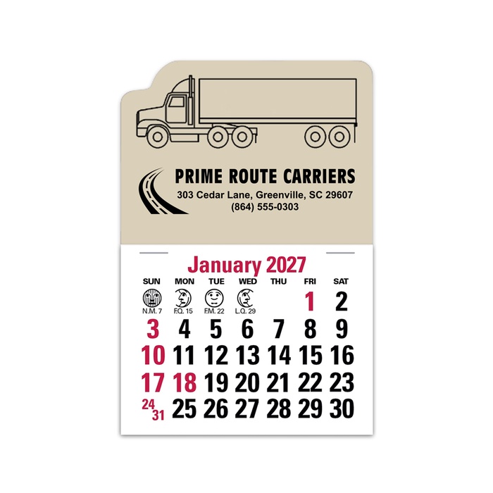 2-Color Stick Up Grid, English (14-Month) Left-Facing Tractor Trailer - 2027