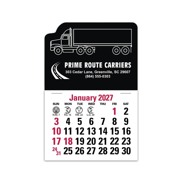 2-Color Stick Up Grid, English (14-Month) Left-Facing Tractor Trailer - 2027