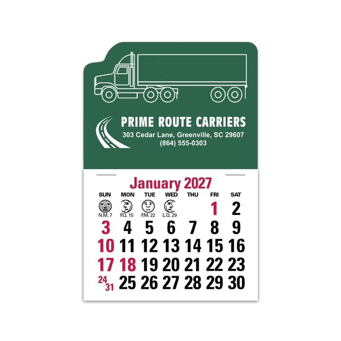 2-Color Stick Up Grid, English (14-Month) Left-Facing Tractor Trailer - 2027