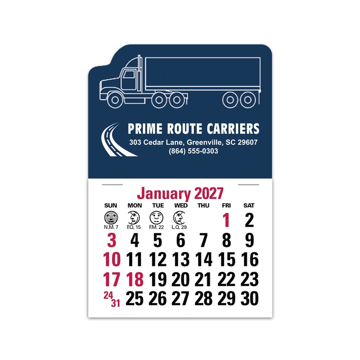 2-Color Stick Up Grid, English (14-Month) Left-Facing Tractor Trailer - 2027