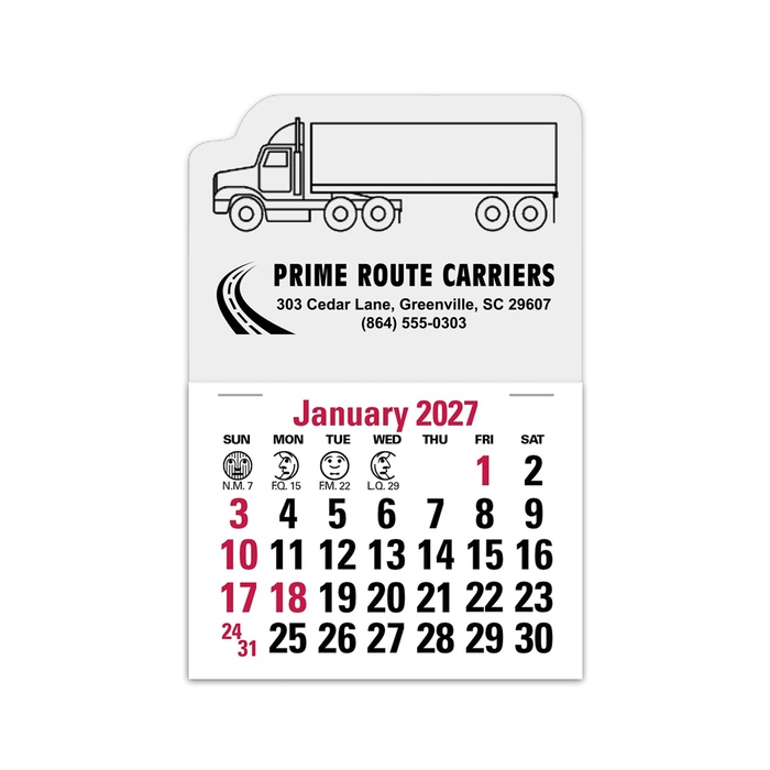 2-Color Stick Up Grid, English (14-Month) Left-Facing Tractor Trailer - 2027