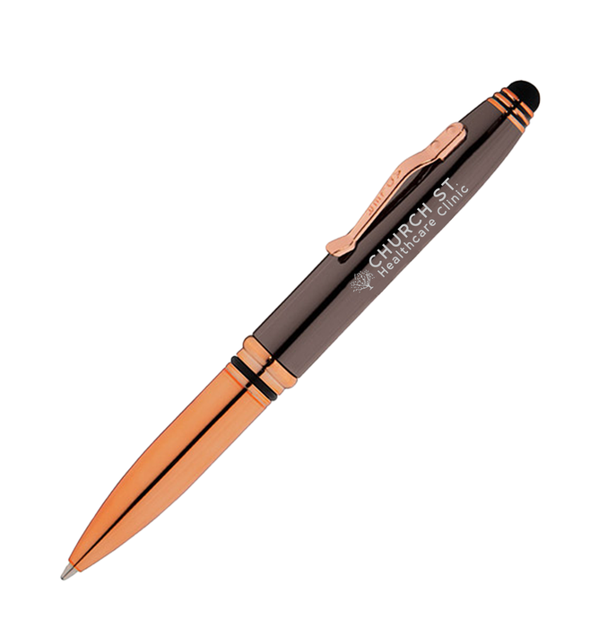 Crowne Triple Function Copper Lighted Pen with Stylus