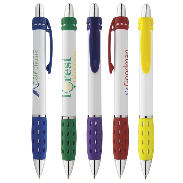 White Oval Grip Promotional Pens